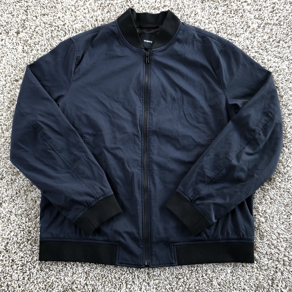 Theory Bomber Jacket Mens XL Navy Blue Brenton Modern Ascend Performance Zip Up